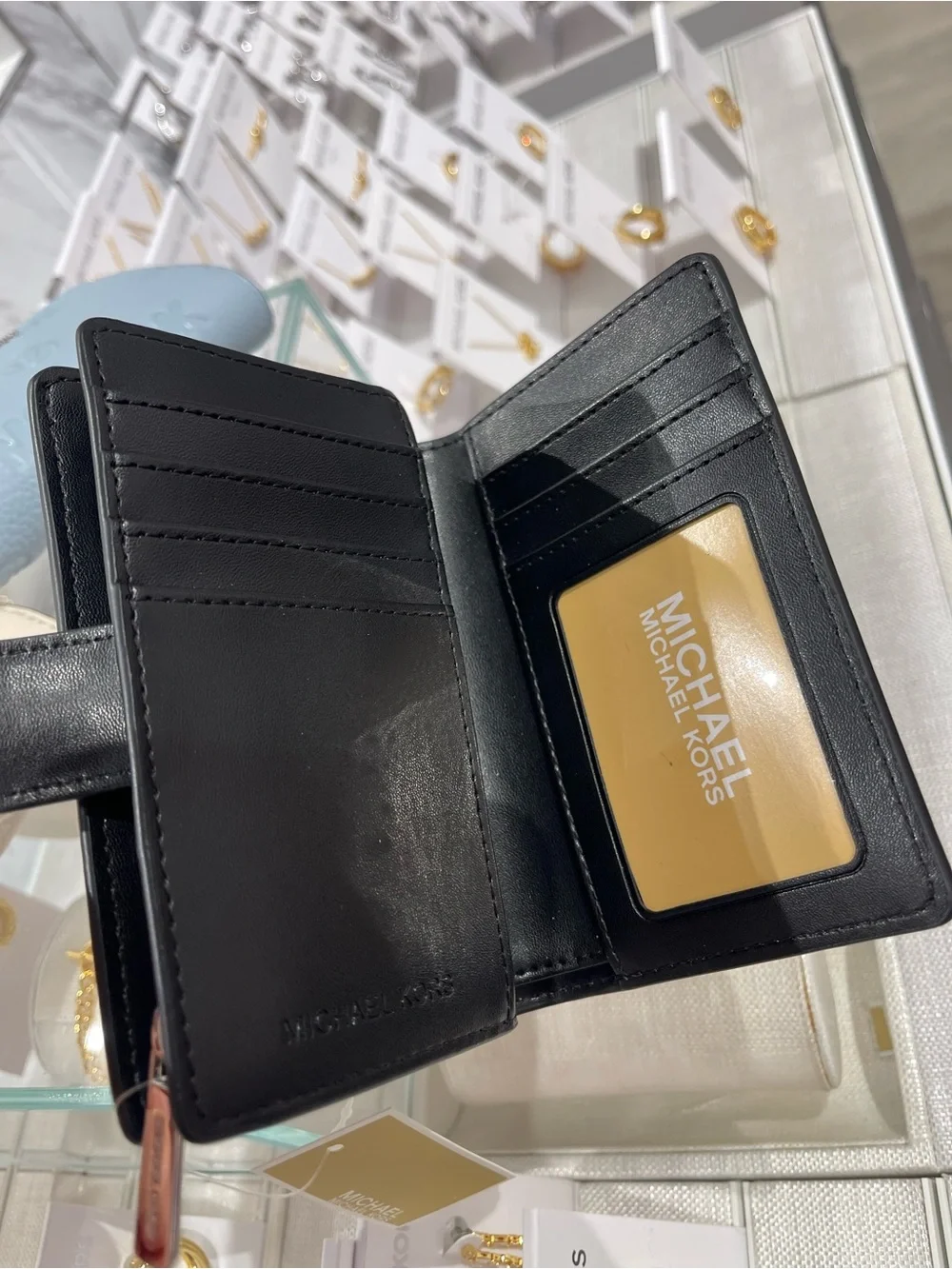 Michael Kors Jet Set Travel Medium Logo Debossed Billfold Wallet Black NWT